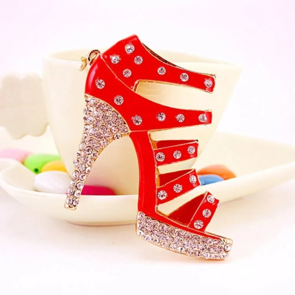 High Heel Shape Design Rhinestone Key Chain